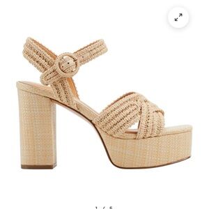 Marc Fisher | Chesse Raffia Platform Heels Sandals in Light Natural NEW in Box